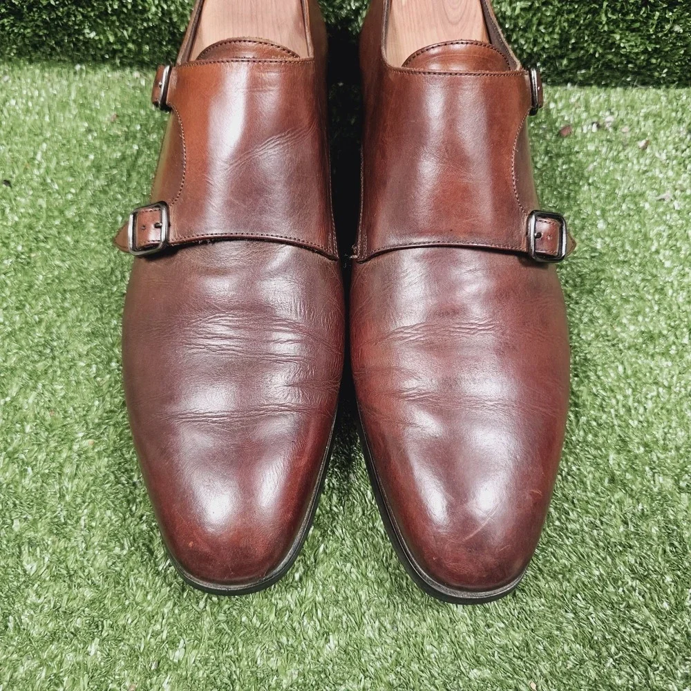 To Boot New York Double Monk Strap Brown Leather Dress Shoes Mens Size 11.5